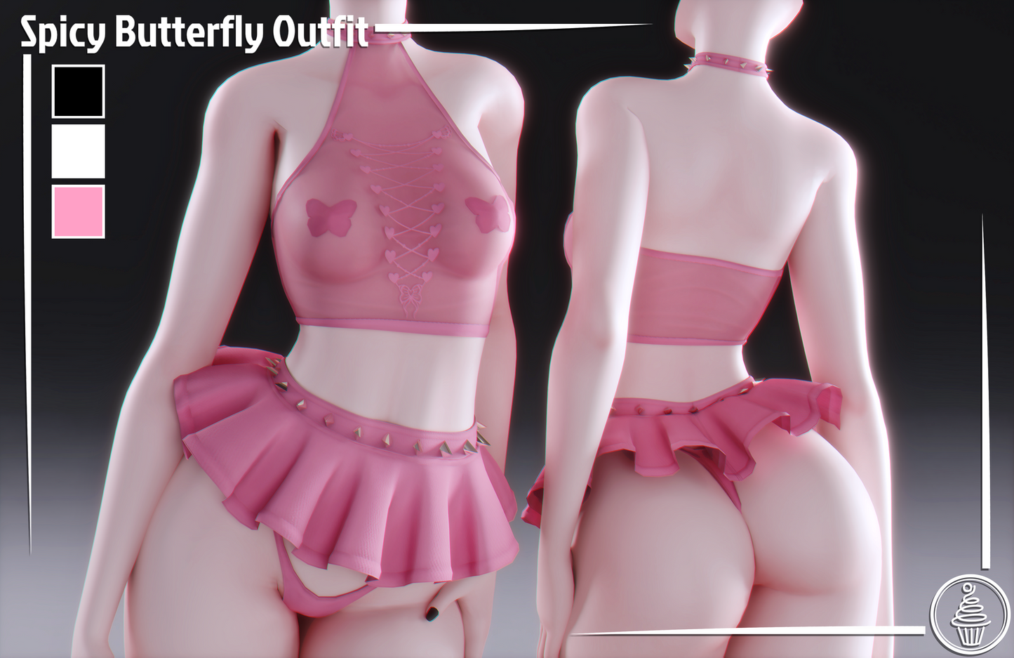 Spicy Butterfly Outfit (3D Model Asset)(Commercial license)