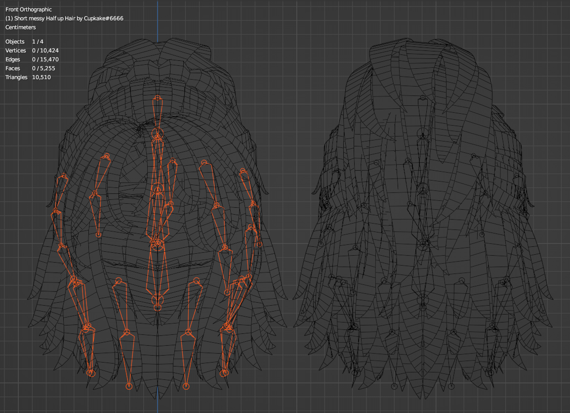 Short messy Half up Hair (3D Model Asset)(Commercial license)