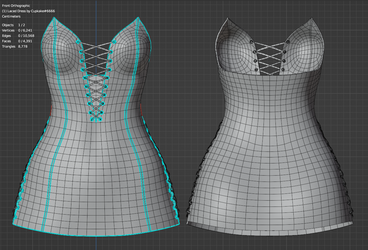 Laced Dress (3D Model Asset)(Commercial license)