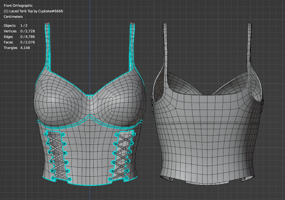 Laced Tank Top (3D Model Asset)(Commercial license)