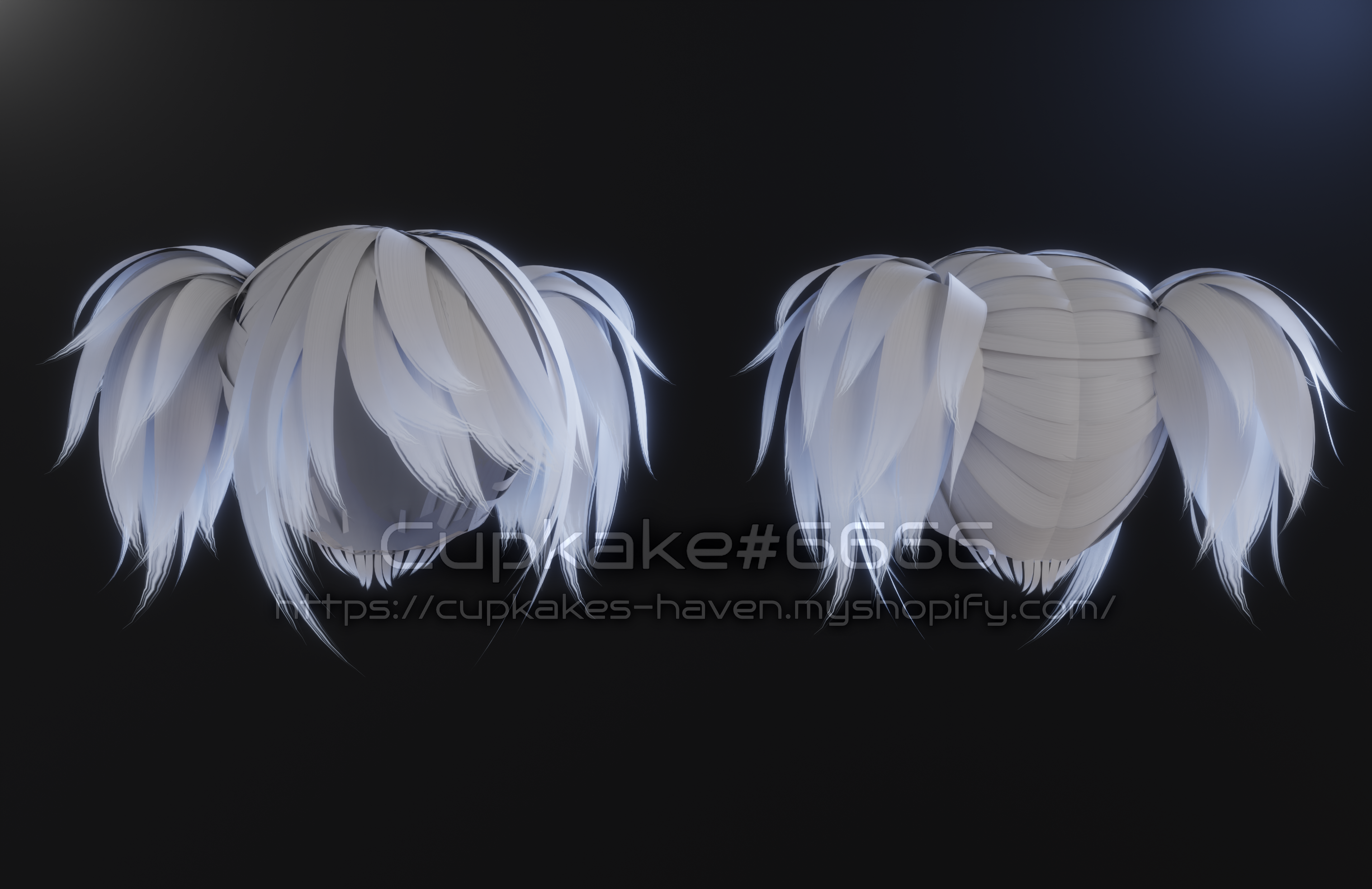 3D model Pigtails Long Hairstyle VR / AR / low-poly