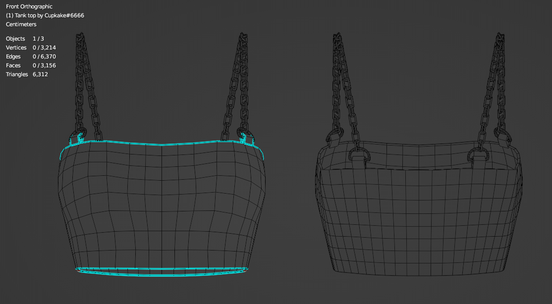 Chain Crop Tank top (3D Model Asset)(Commercial license)