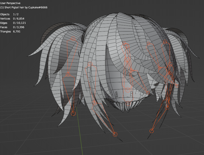Short Pigtail hair (3D Model Asset)(Commercial license)