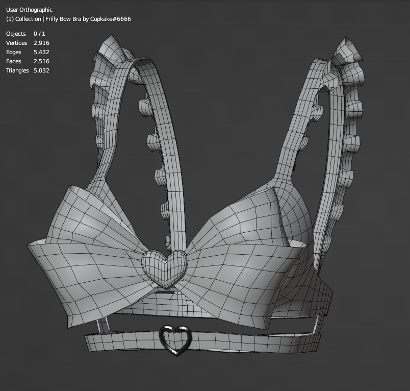 Frilly Bow Bra (3D Model Asset)(Commercial license)