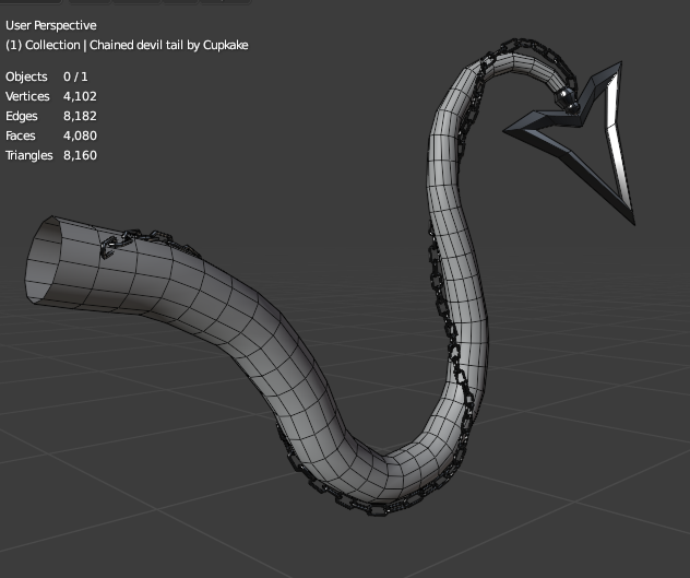 Chained Devil Tail (3D Model Asset)(Commercial license)
