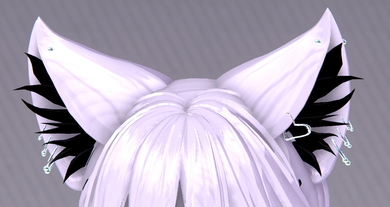 Fox ears w piercings (3D Model assets) (Commercial license)