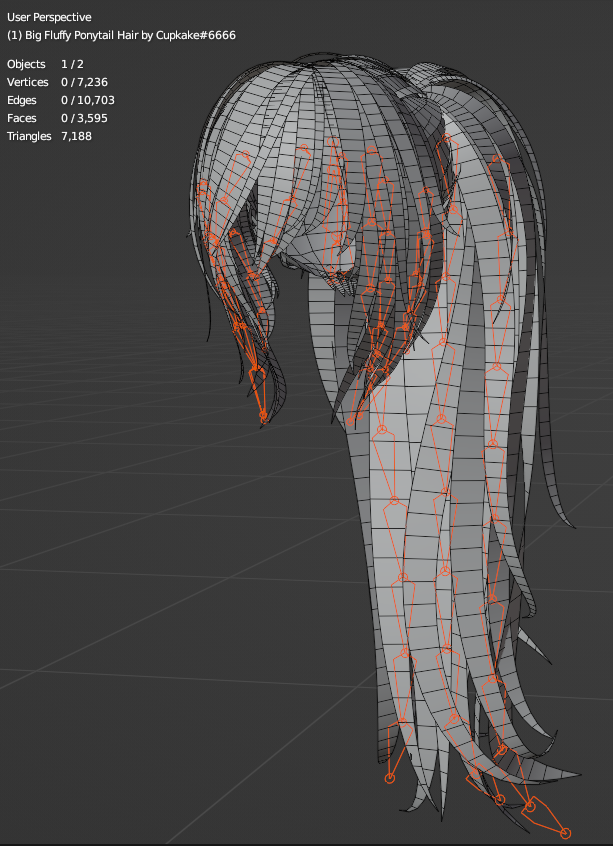 Big Fluffy Ponytail Hair (3D Model Asset)(Commercial license)