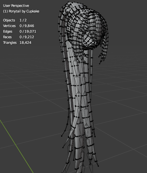 Long straight ponytail hair (3D Model asset)(Commercials license)