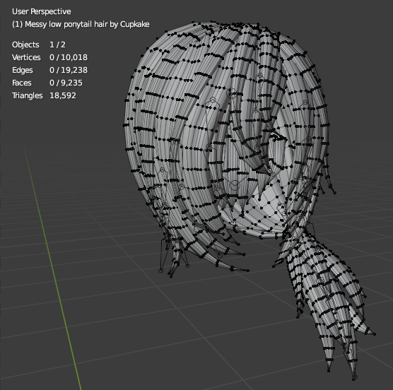 Messy low ponytail hair (3D Model Asset)(Commercial license)