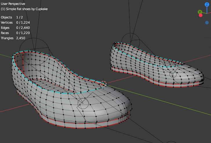 Simple flat shoes (3D Model asset)(Commercials license)