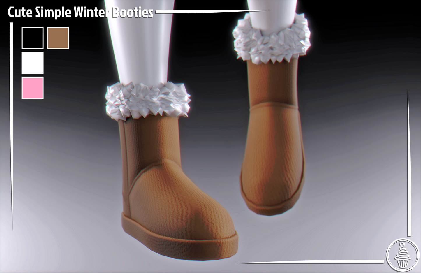 Cute Simple Winter Booties (3D Model Asset)(Commercial license)