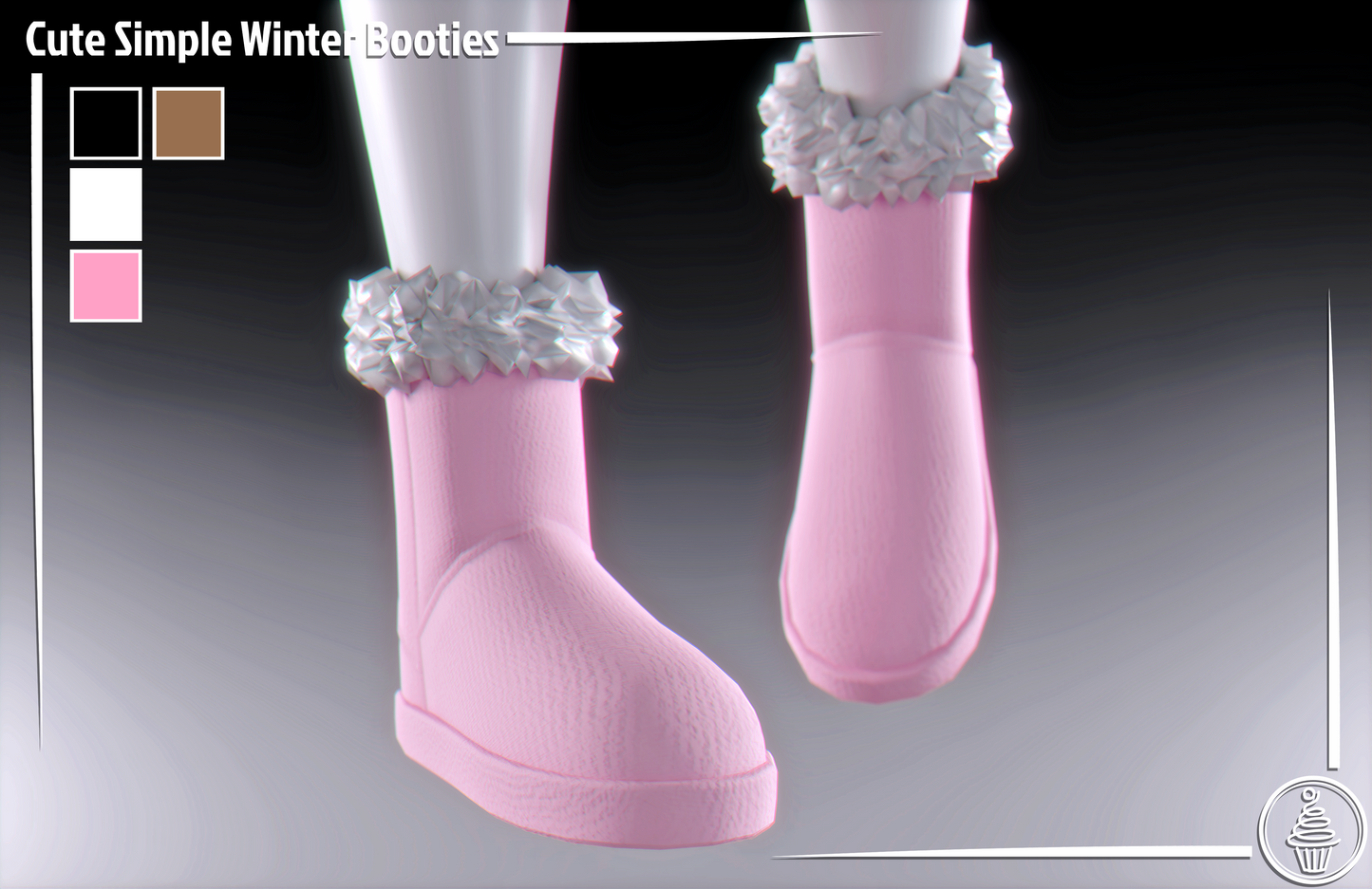 Cute Simple Winter Booties (3D Model Asset)(Commercial license)