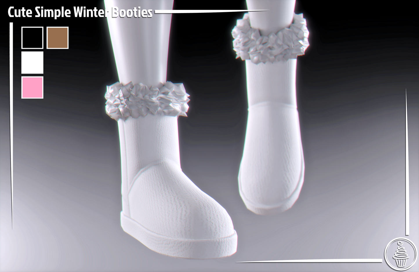Cute Simple Winter Booties (3D Model Asset)(Commercial license)
