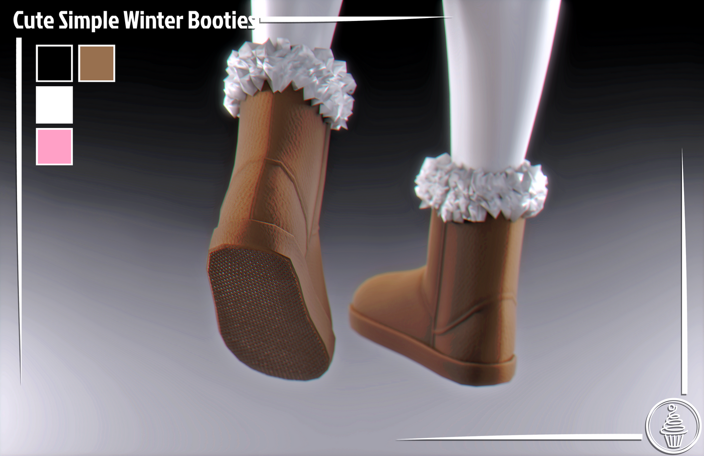 Cute Simple Winter Booties (3D Model Asset)(Commercial license)
