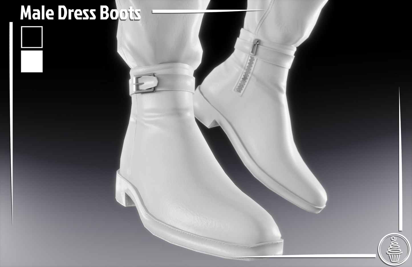 Male Dress Boots (3D Model Asset)(Commercial license)