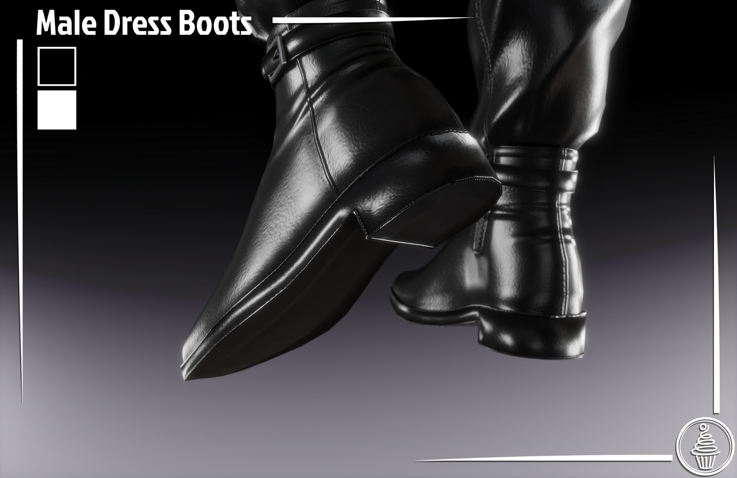 Male Dress Boots (3D Model Asset)(Commercial license)