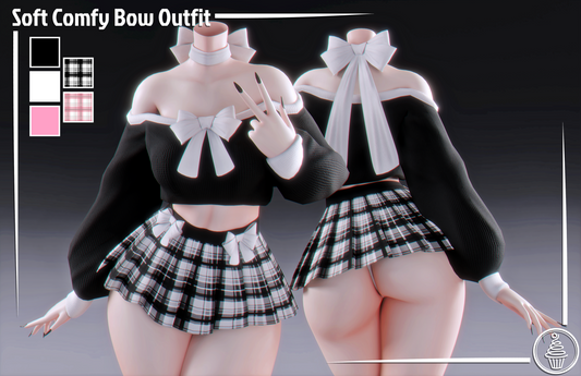 Soft Comfy Bow Outfit (3D Model Asset)(Commercial license)