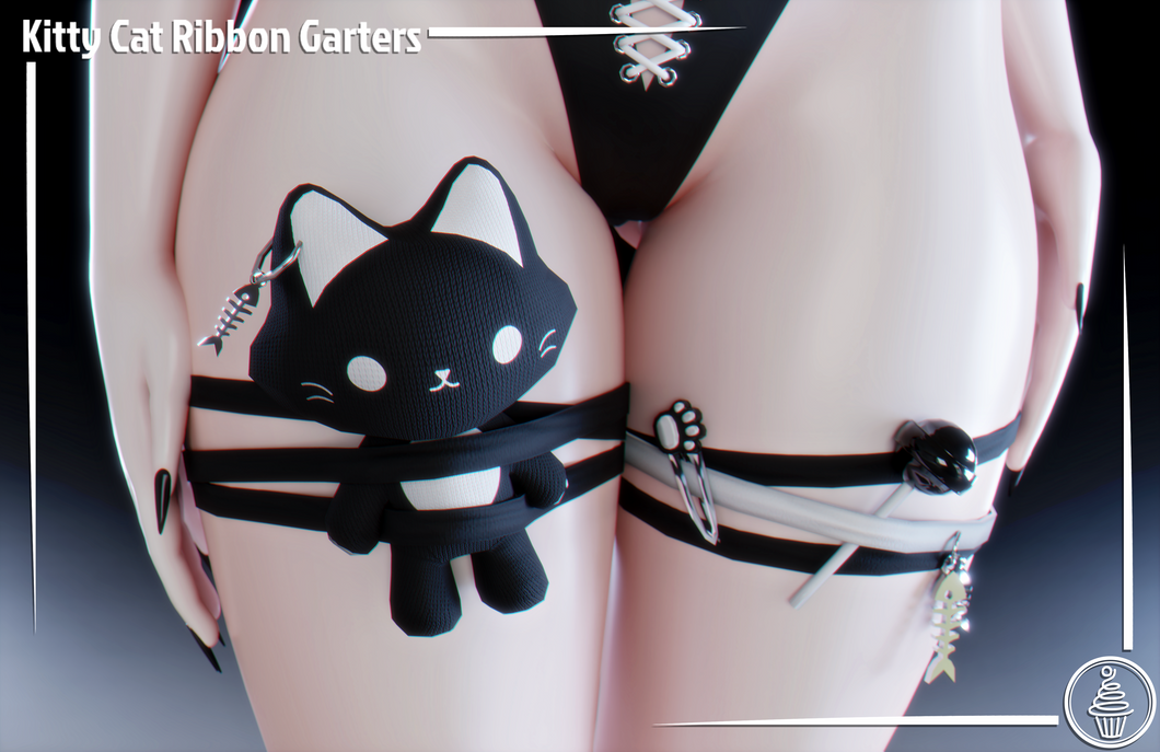 Kitty Cat Ribbon Garters (3D Model Asset)(Commercial license)