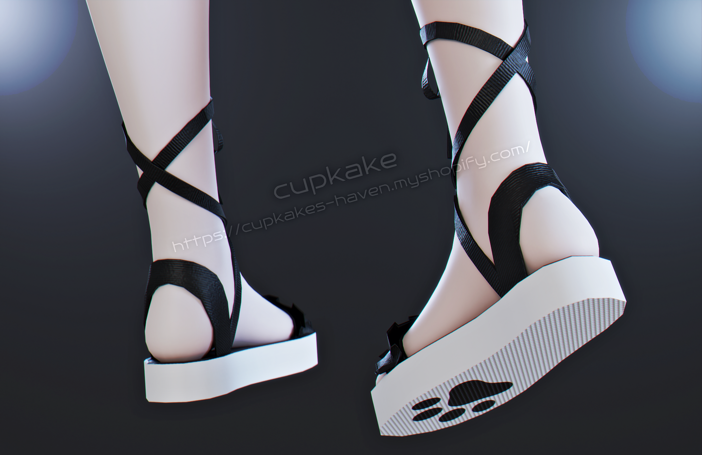 Cute flat tie up sandals (3D Model Asset)(Commercial license)