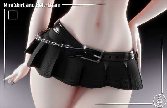 Mini Skirt and Belt+Chain (3D Model Asset)(Commercial license)