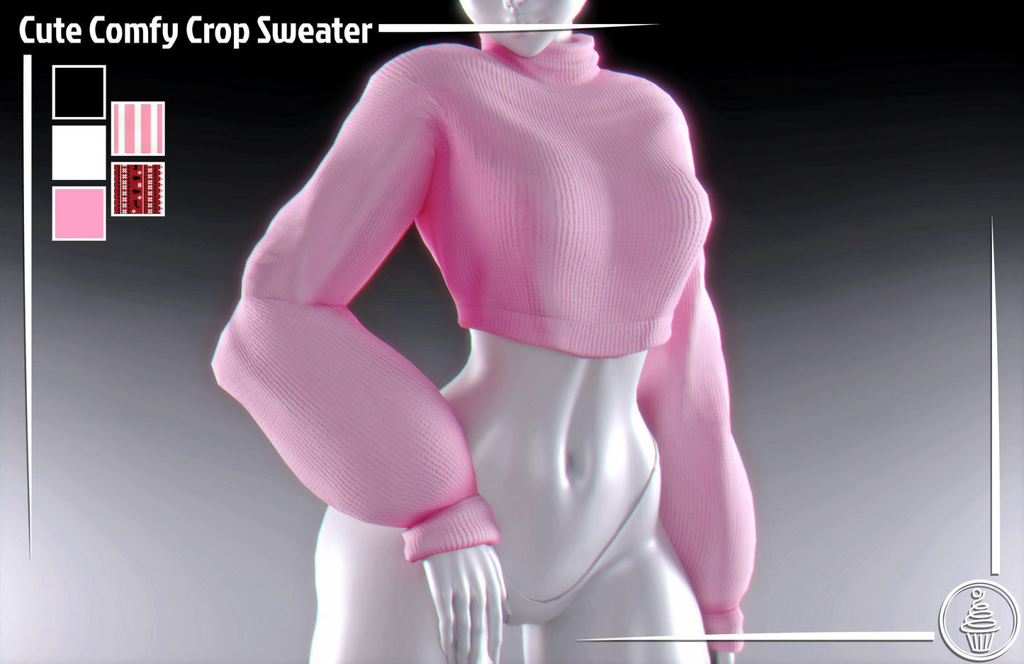 Cute Comfy Crop Sweater (3D Model Asset)(Commercial license)