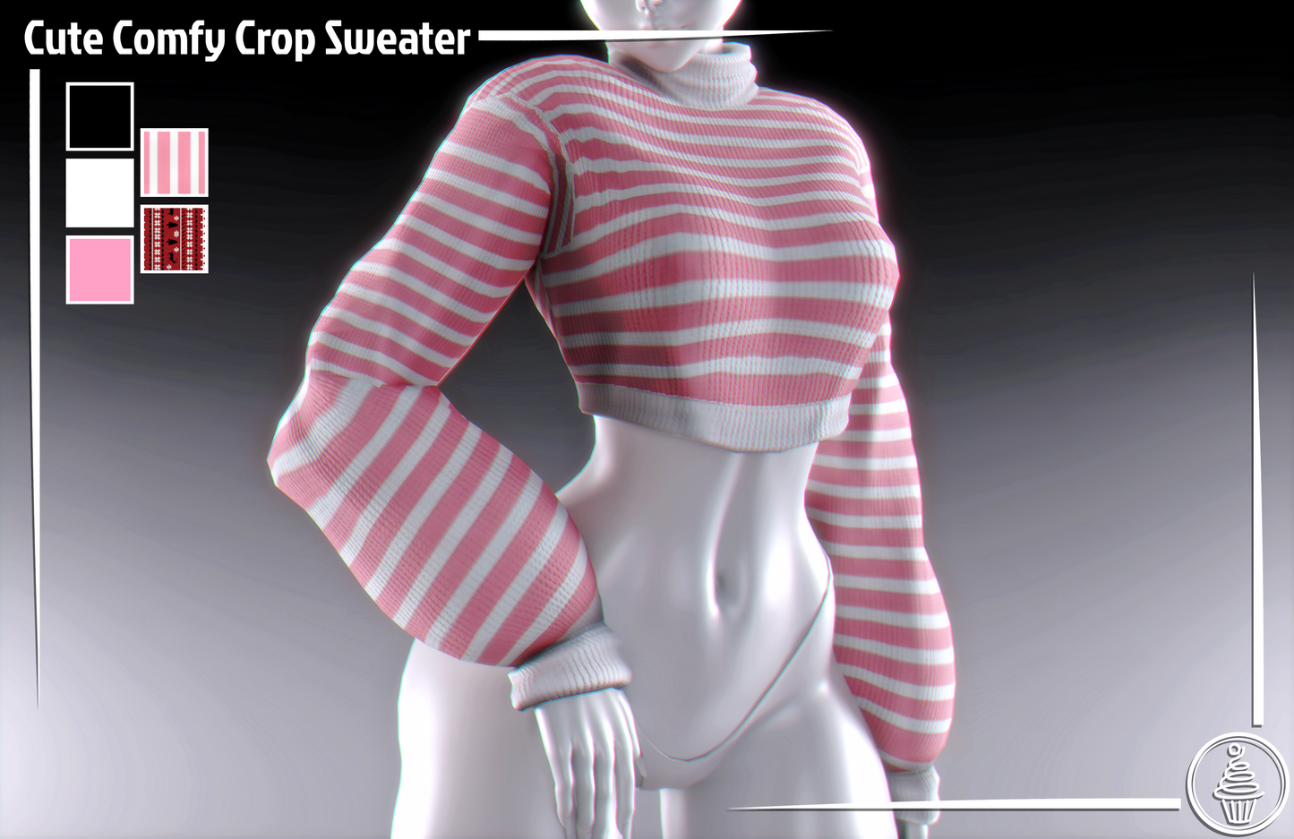 Cute Comfy Crop Sweater (3D Model Asset)(Commercial license)