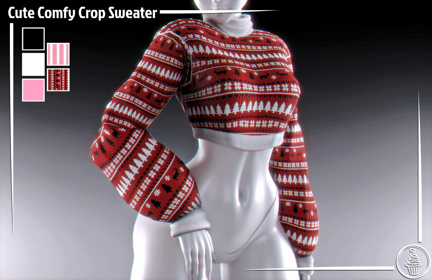 Cute Comfy Crop Sweater (3D Model Asset)(Commercial license)