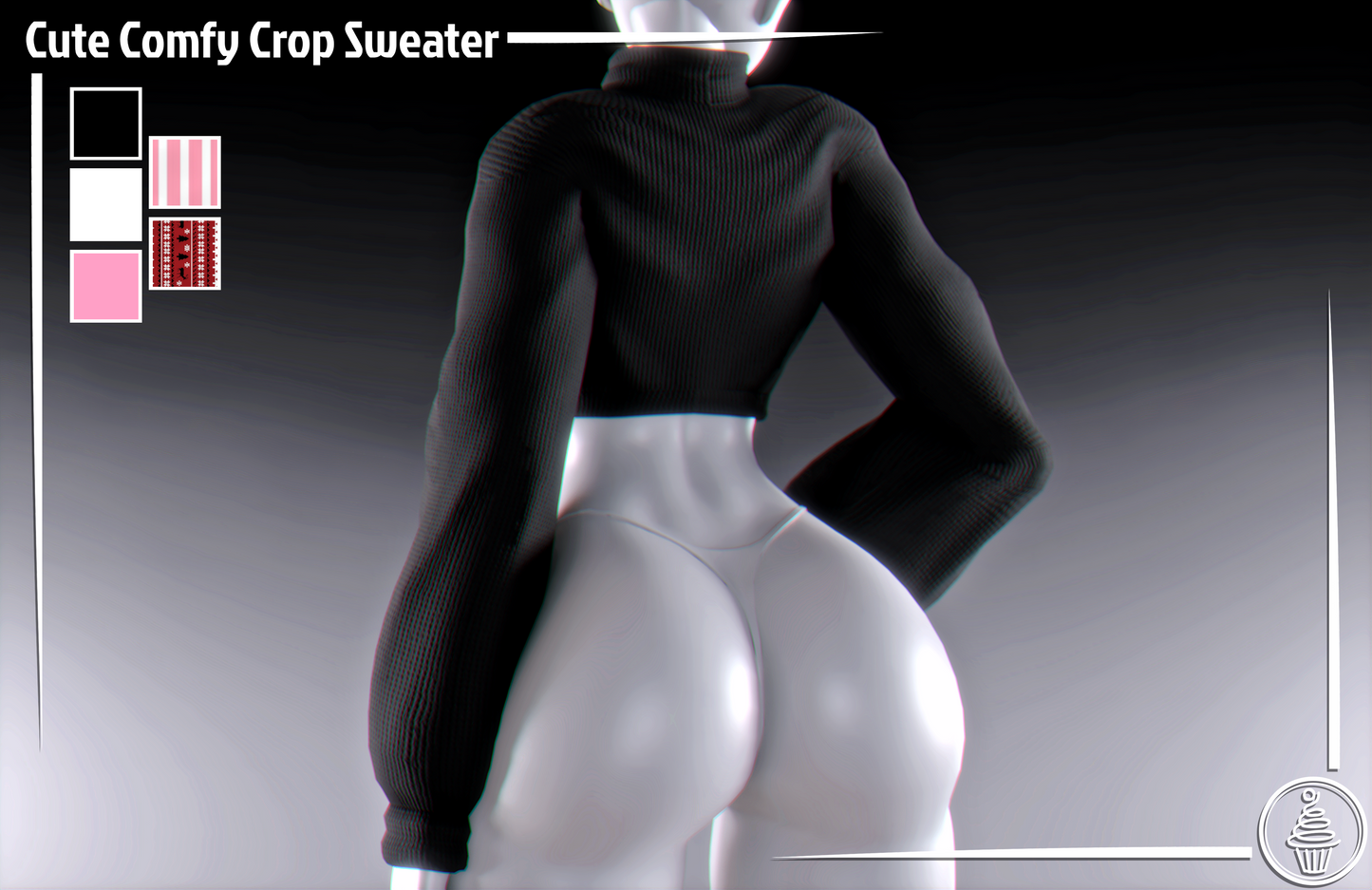 Cute Comfy Crop Sweater (3D Model Asset)(Commercial license)