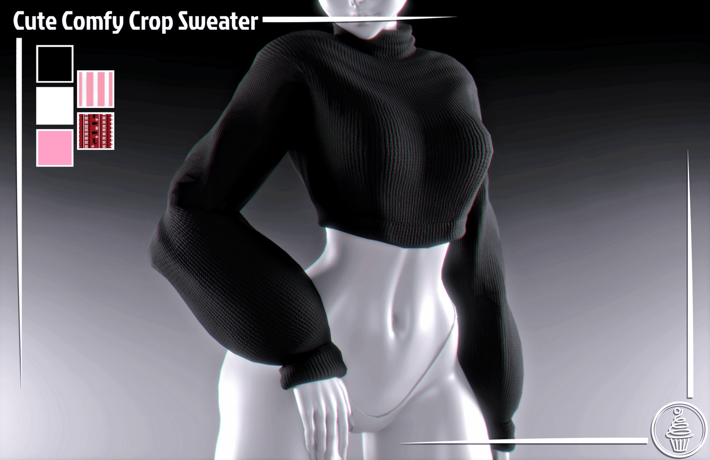 Cute Comfy Crop Sweater (3D Model Asset)(Commercial license)