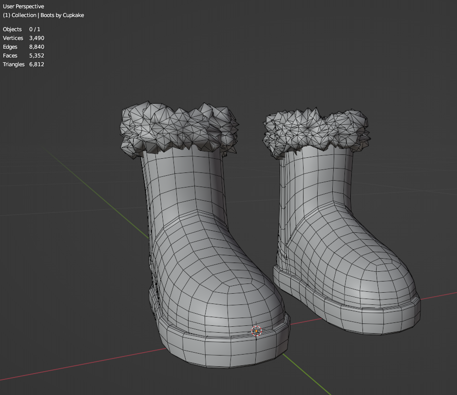 Cute Simple Winter Booties (3D Model Asset)(Commercial license)