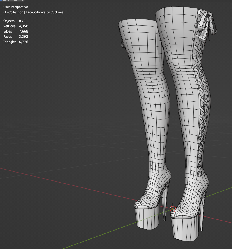 Lace Up Gothic Heel Boots (3D Model Asset)(Commercial license)