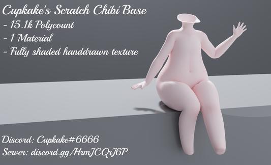 Cupkake's scratch chibi base (3D Model asset)(Personal/Commercial license)