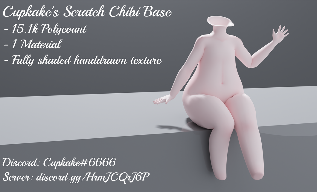 Cupkake's scratch chibi base (3D Model asset)(Personal/Commercial license)