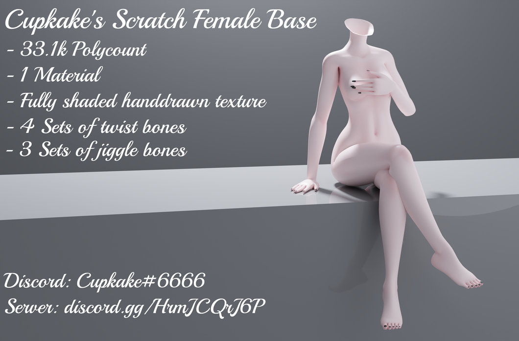 Cupkake's scratch female base (3D Model asset)(Personal/Commercial license)