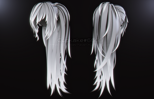 Big Fluffy Ponytail Hair (3D Model Asset)(Commercial license)