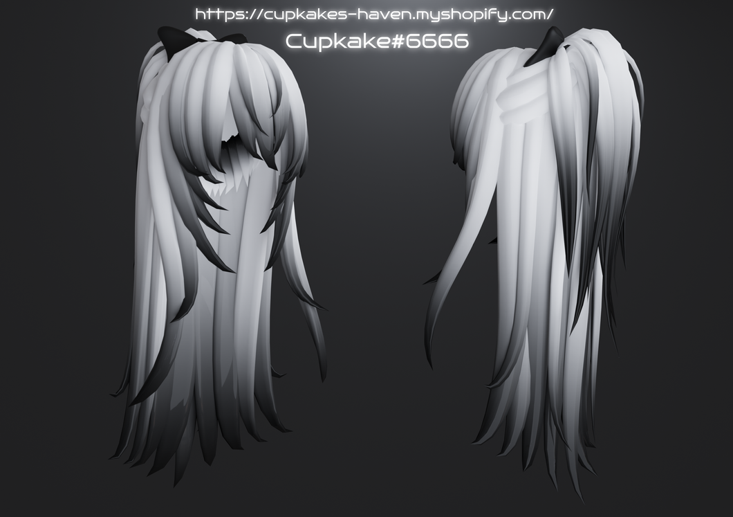 Half up cutesy long hair (3D Model Asset)(Commercial license)