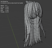 Load image into Gallery viewer, Half up cutesy long hair (3D Model Asset)(Commercial license)
