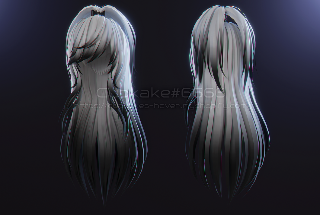 Half up hairclip pony hair (3D Model Asset)(Commercial license)