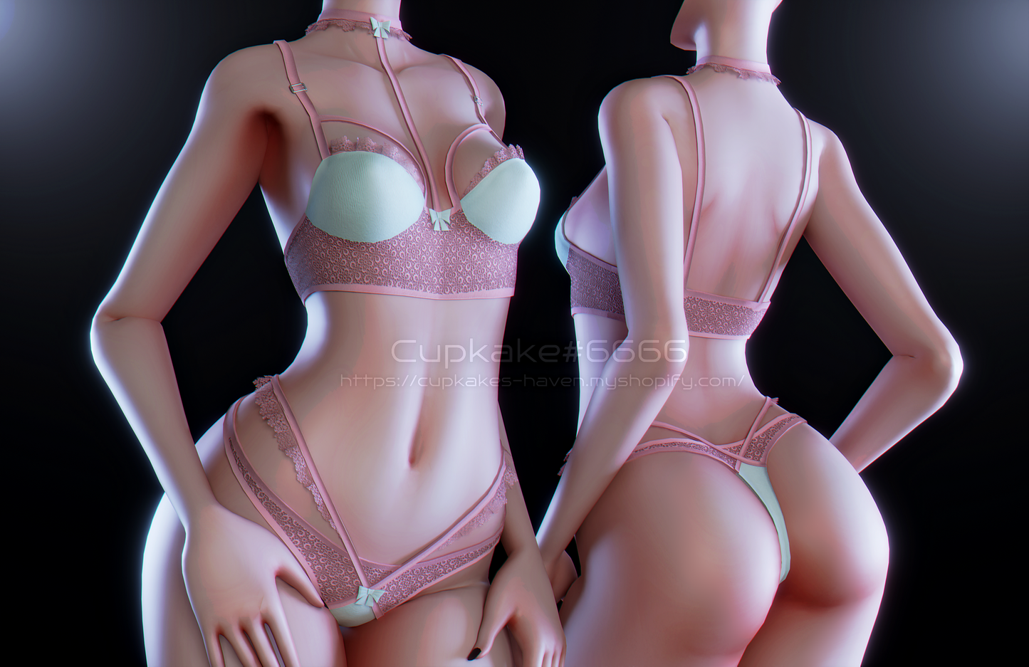 Lace Lingerie Set (3D Model Asset)(Commercial license)