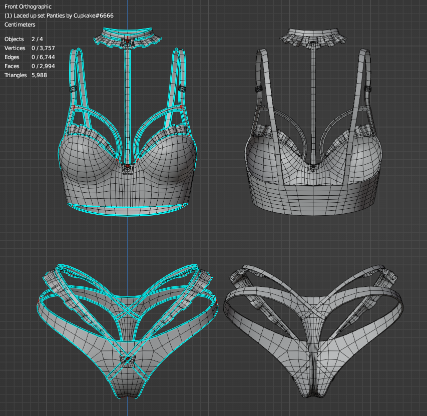 Lace Lingerie Set (3D Model Asset)(Commercial license)