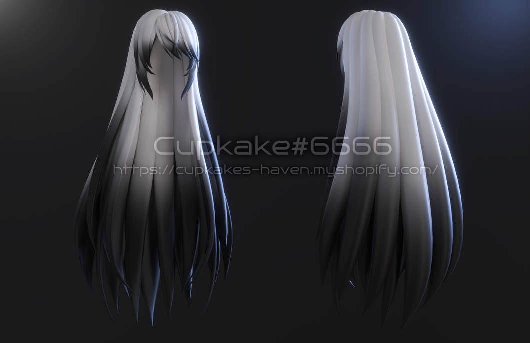 Long straight hair (3D Model Asset)(Commercial license)