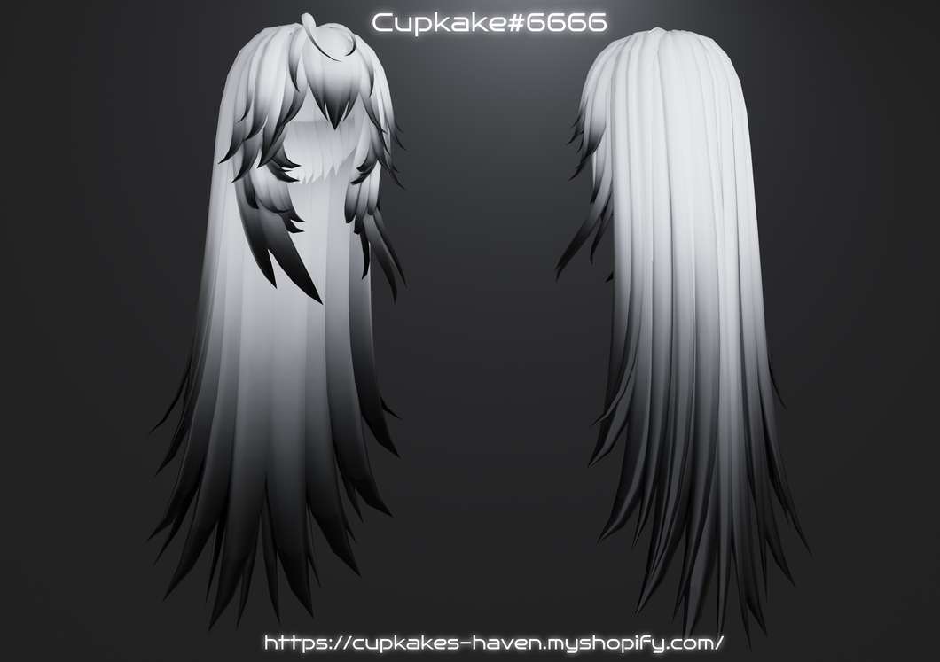 Messy floofy long hair (3D Model Asset)(Commercial license)
