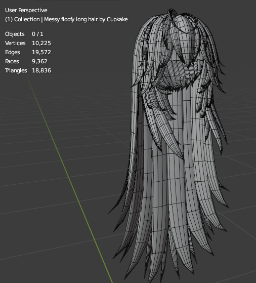 Messy floofy long hair (3D Model Asset)(Commercial license)