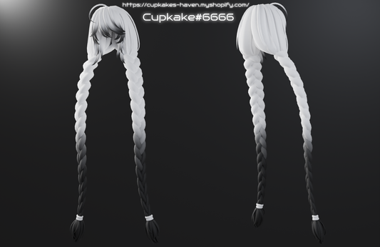 Long Twinbraid hair (3D Model Asset)(Commercial license)