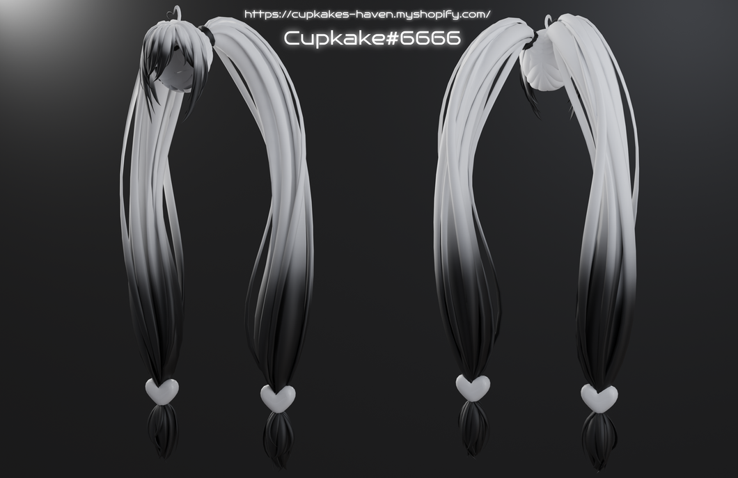 Long Poofy Twintail hair (3D Model Asset)(Commercial license)