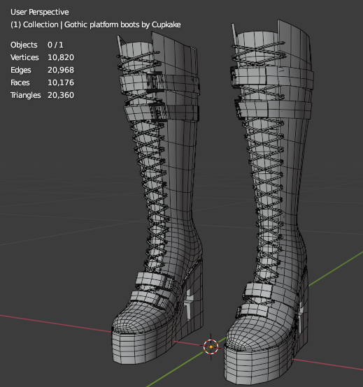 Gothic Platform Boots (3D Model Assets)(Commercial license)