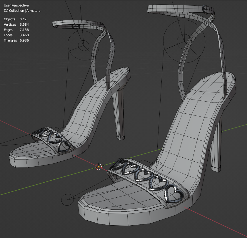 Simple strappy sandal high heel shoes (3D Model Asset)(Commercial license)