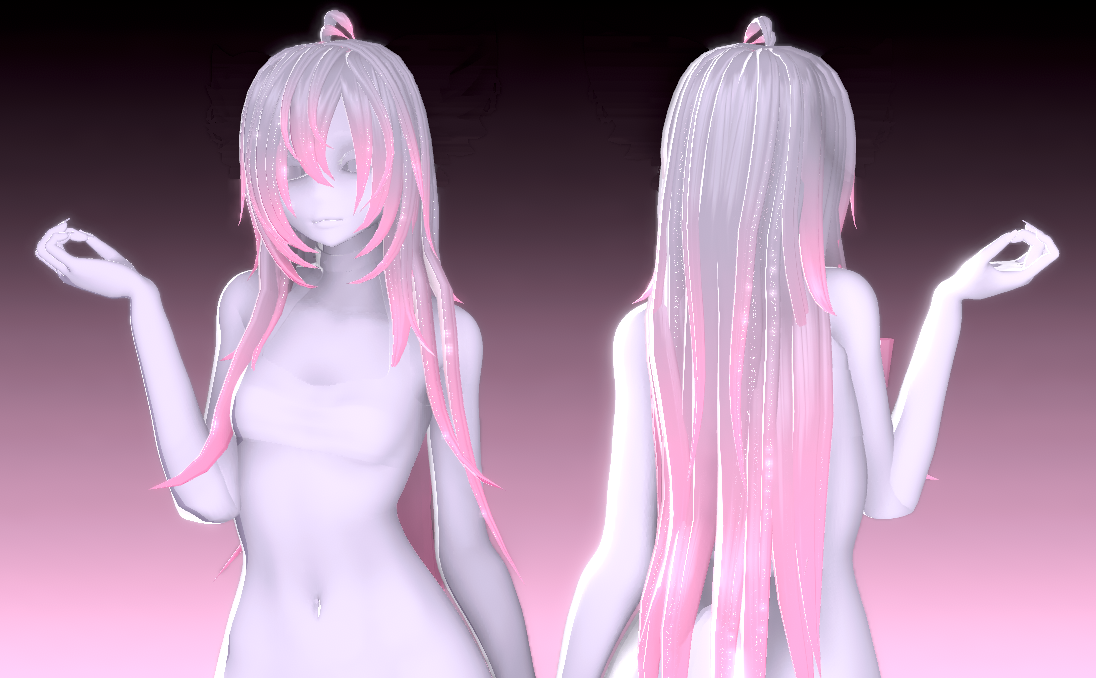 Messy long hair (3D Model Asset)(Commercial license)