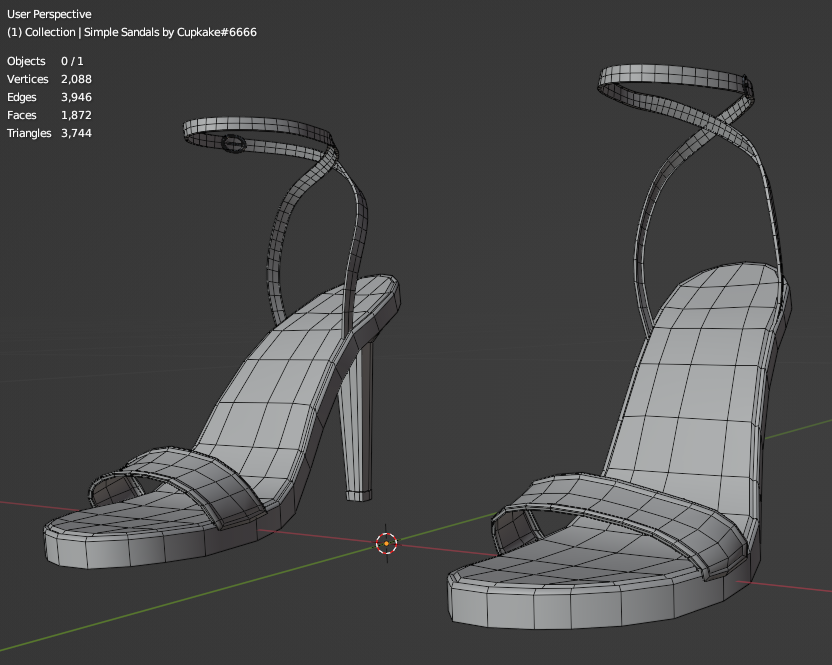 Simple strappy sandal high heel shoes (3D Model Asset)(Commercial license)