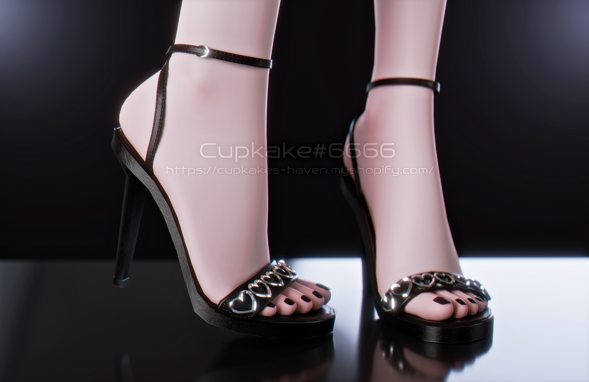 Simple strappy sandal high heel shoes (3D Model Asset)(Commercial lice –  Cupkake